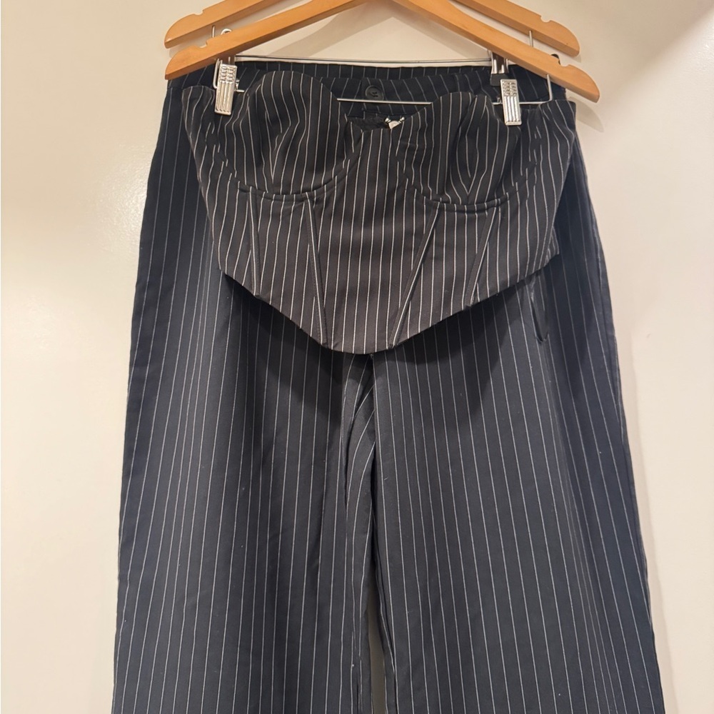 2-pc Princess Polly Navy Pinstripe: Corset & Pants